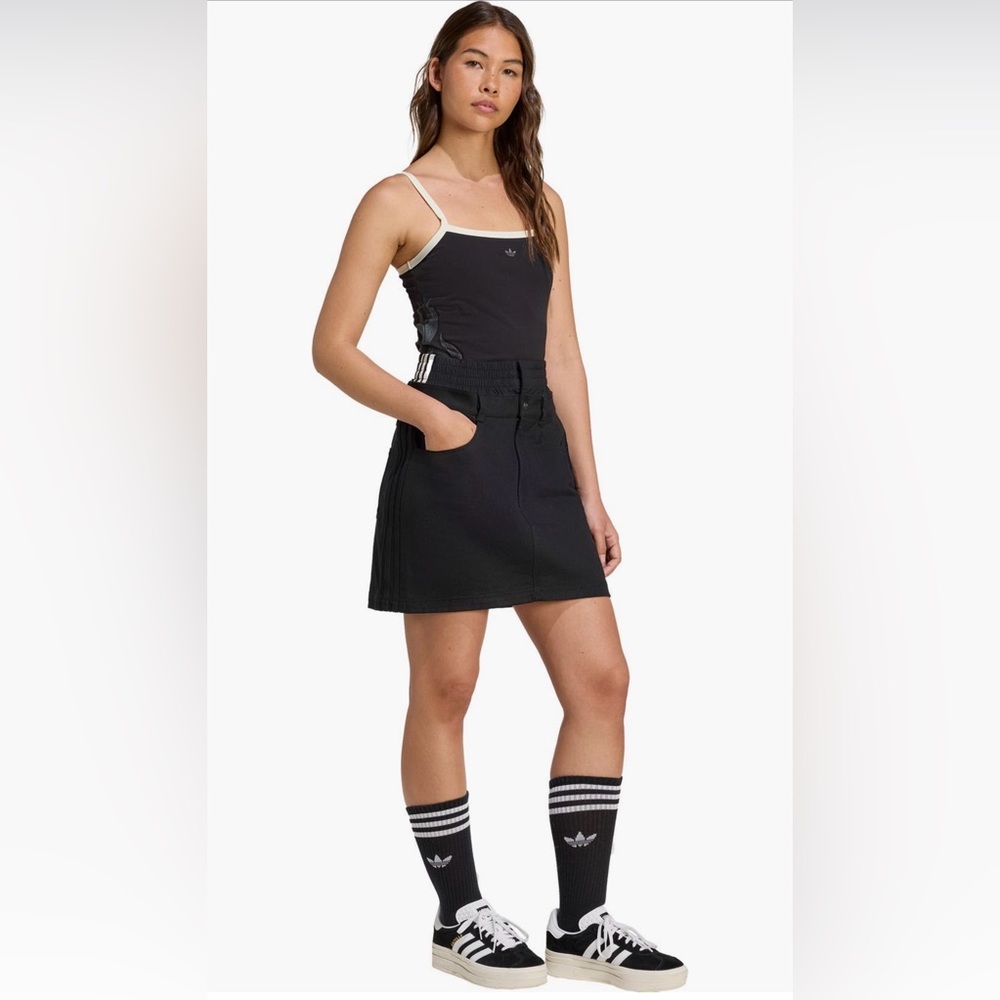 adidas Black Circle Skater Skirt with White Trim
